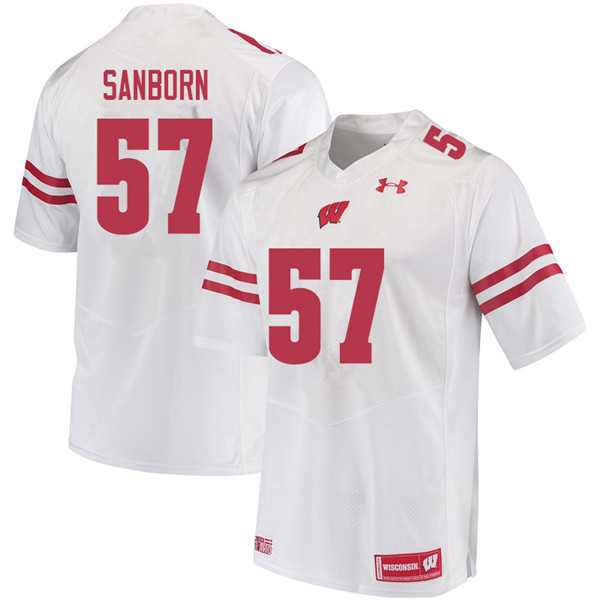 Men #57 Jack Sanborn Wisconsin Badgers College Football Jerseys Sale-White